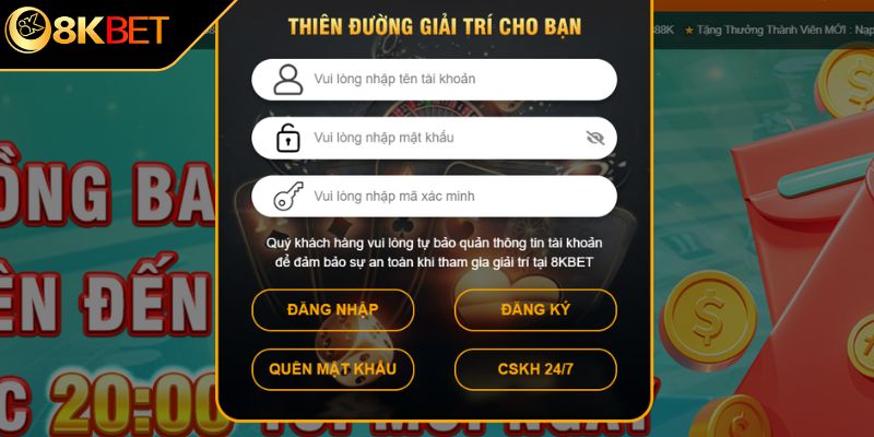 Hoàn tất đăng nhập 8KBET